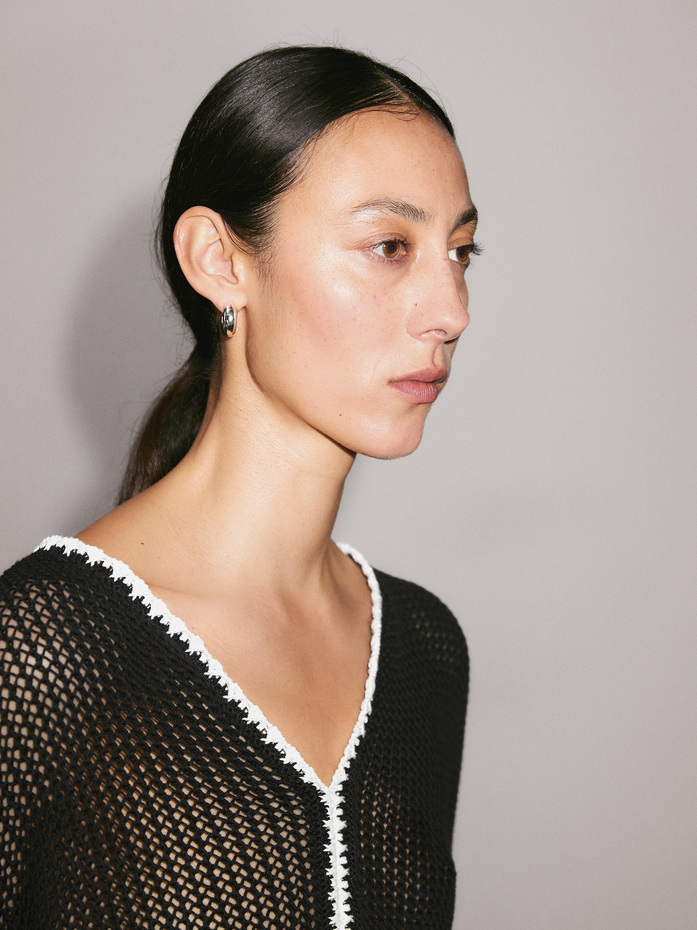 100% cotton openwork crochet sweater